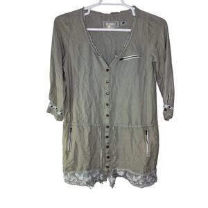 Vintage Da-Nang Surplus Indo ChineTop Women's Medium‎ Gray Lagenlook Boho